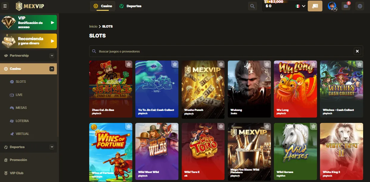 MexVip juegos y opciones de entretenimiento en línea